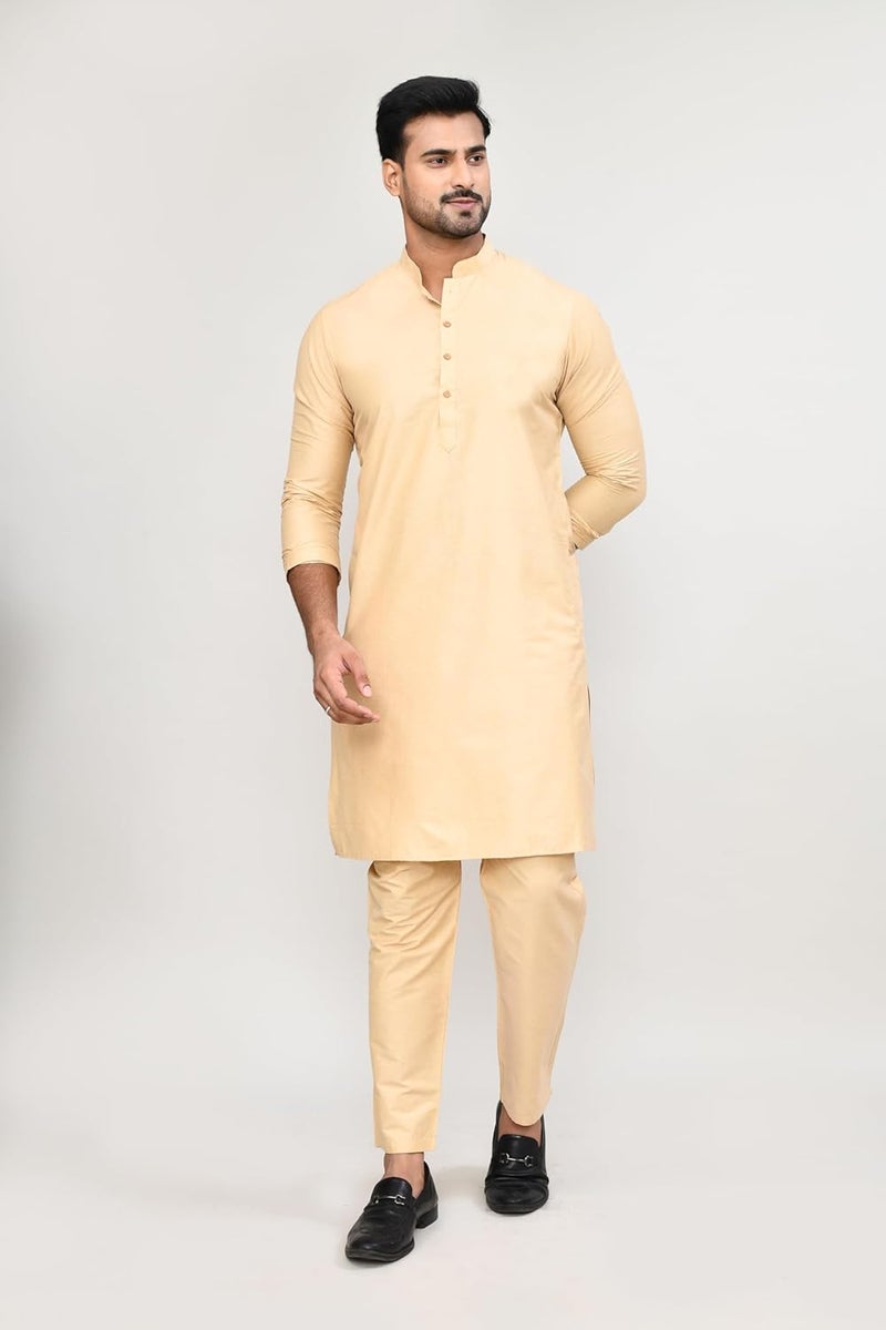 POLY2FAB Hathkargha Men's Cotton Regular Fit Kurta Pyjama Set - Ethnic Wear with Mandarin Collar & Full Sleeves - Image 4